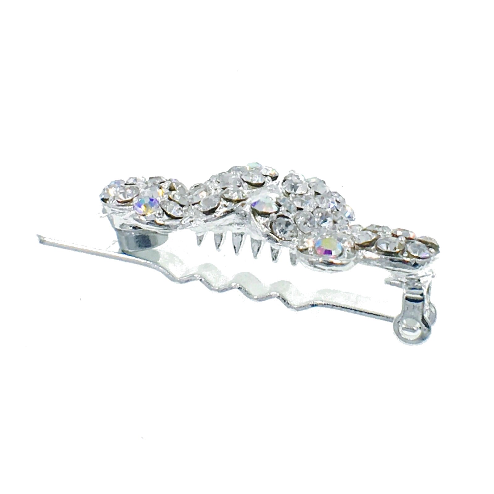 Double Butterfly Magnetic Hair Clip Rhinestone Crystal Small Barrette Silver Gold, Magnetic Clip - MOGHANT