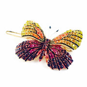 Fairy Butterfly Hair Clip Swarovski Crystal gold base multi colors Yellow Orange Fuchsia Purple, Hair Clip - MOGHANT