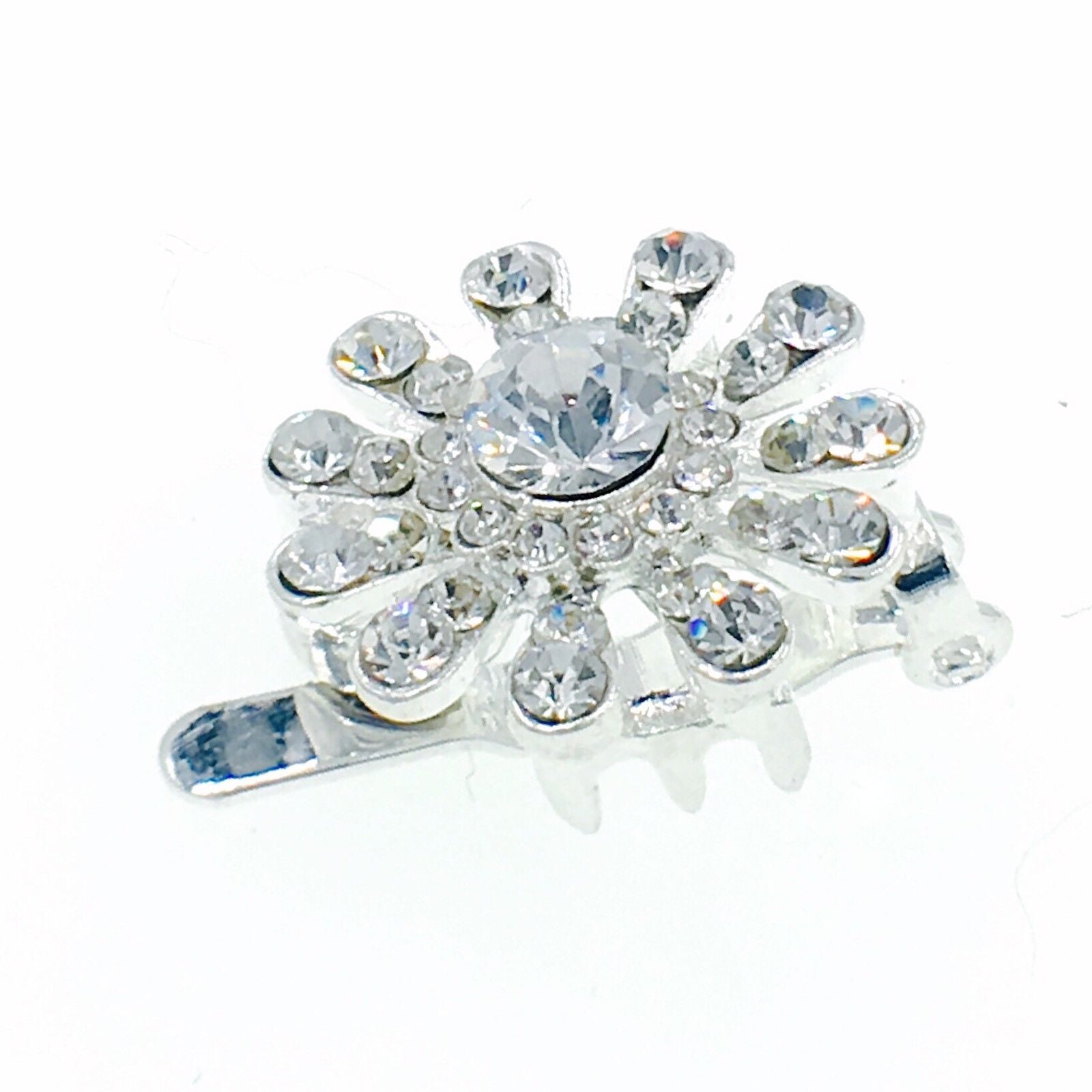 Little Sun Magnetic Hair Clip use Rhinestone Crystal silver base Clear AB, Magnetic Clip - MOGHANT