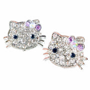 Kitty cat style Small Hair Clip Pair Rhinestone Crystal silver base Clear Purple, Hair Clip - MOGHANT