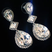Earring use Swarovski Crystal Dangle Drop Wedding Bridal Rhodium Clear Silver, Dangle/Drop Earring - MOGHANT