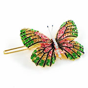 Fairy Butterfly Hair Clip Swarovski Crystal gold base multi colors Green Pink Amber, Hair Clip - MOGHANT