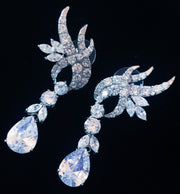 Earring use Swarovski Crystal Dangle Drop Wedding Bridal Rhodium Clear Silver, Dangle/Drop Earring - MOGHANT