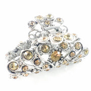 Peacock Screen Hair Claw Jaw Clip use Rhinestone Crystal silver base Amber Light Brown, Hair Claw - MOGHANT