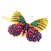 Fairy Butterfly Hair Clip Swarovski Crystal gold base multi colors Yellow Orange Green Fuchsia Purple, Hair Clip - MOGHANT