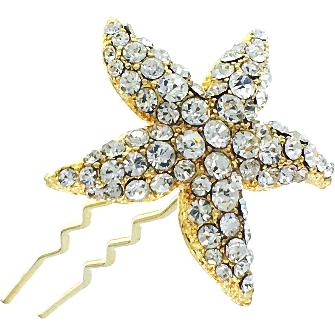 Starfish Hair Stick Pin Sea Star use Swarovski Crystal gold base, Hair Stick - MOGHANT