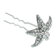 Starfish Hair Stick Pin Sea Star use Swarovski Crystal silver base, Hair Stick - MOGHANT