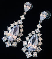 Earring use Swarovski Crystal Dangle Drop Wedding Bridal Rhodium Clear Silver, Dangle/Drop Earring - MOGHANT
