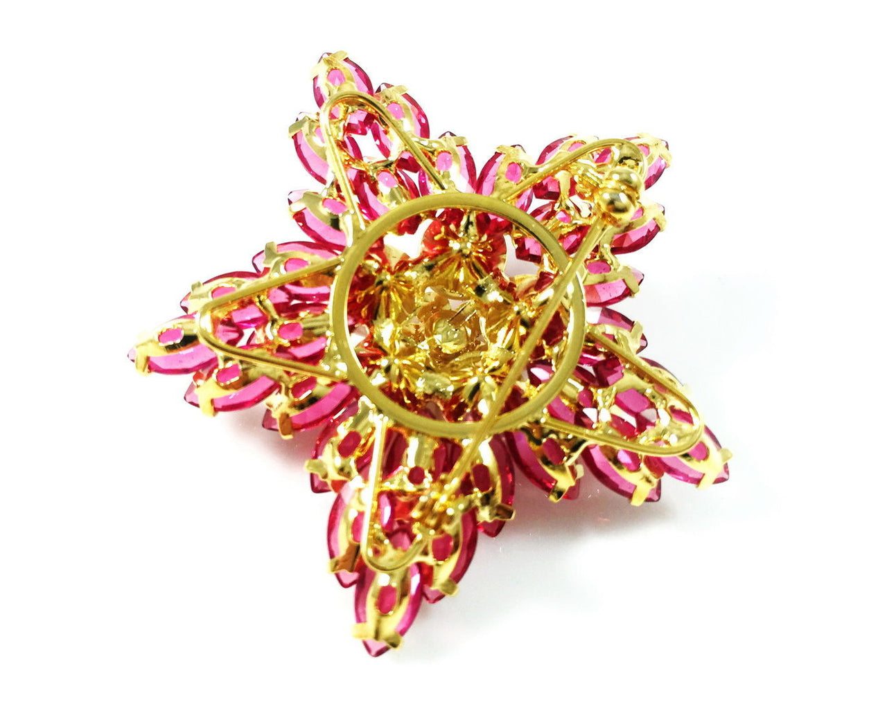 Brooch Pin use Swarovski Crystal Wedding Bridal Flower Gold base White Pearl Pink, Brooch - MOGHANT