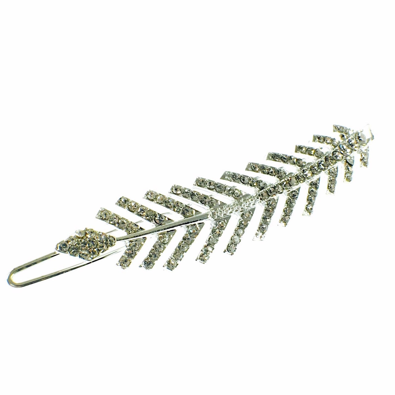 Fern Leaf Hair Clip Rhinestone Crystal silver base Clear, Hair Clip - MOGHANT