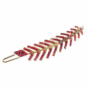 Fern Leaf Hair Clip Rhinestone Crystal gold base Rose Pink, Hair Clip - MOGHANT