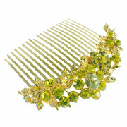 Fresh Floral Hair Comb Austrian Crystal Vintage Simple Flower gold base Yellow, Hair Comb - MOGHANT