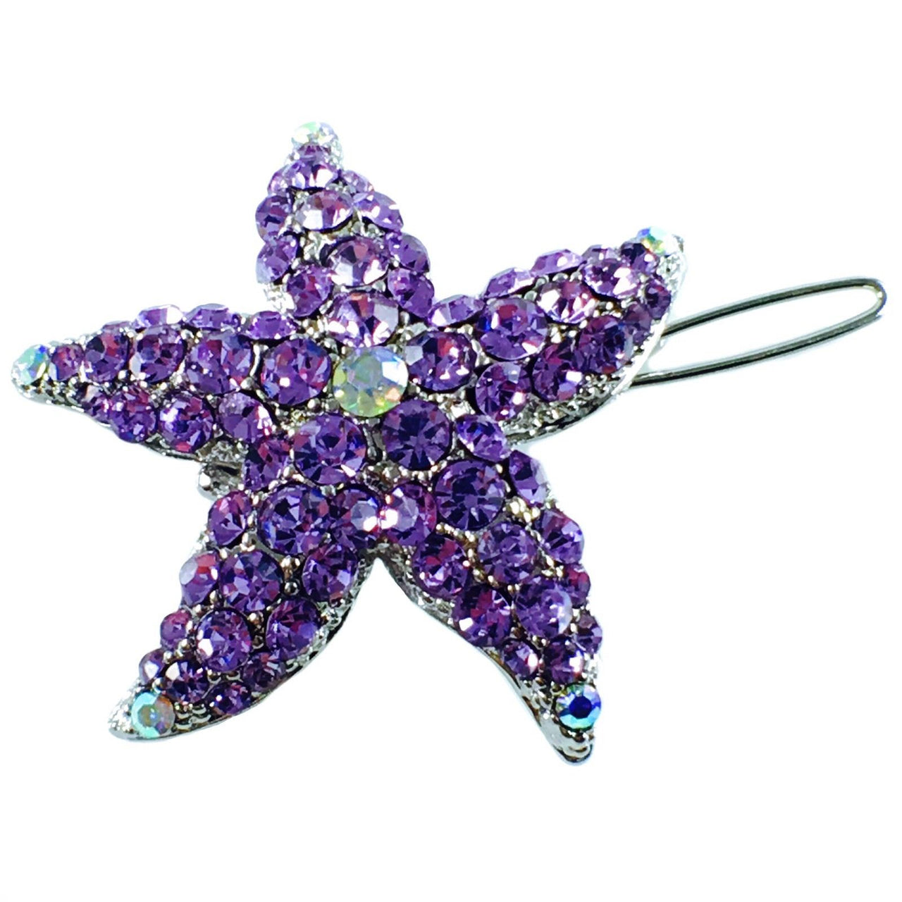 Starfish Hair Clip Sea Star use Swarovski Crystal silver base Purple, Hair Clip - MOGHANT