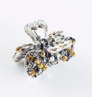 Roses Bow Knot Hair Claw Jaw Clip use Rhinestone Crystal Silver base Amber, Hair Claw - MOGHANT