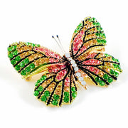 Fairy Butterfly Brooch Swarovski Crystal gold base multi colors Green Pink Amber, Brooch - MOGHANT