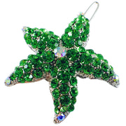 Starfish Hair Clip Sea Star use Swarovski Crystal silver base Fern Green, Hair Clip - MOGHANT