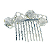 Quartet Floral Hair Comb Swarovski Crystal silver base Blue, Hair Comb - MOGHANT