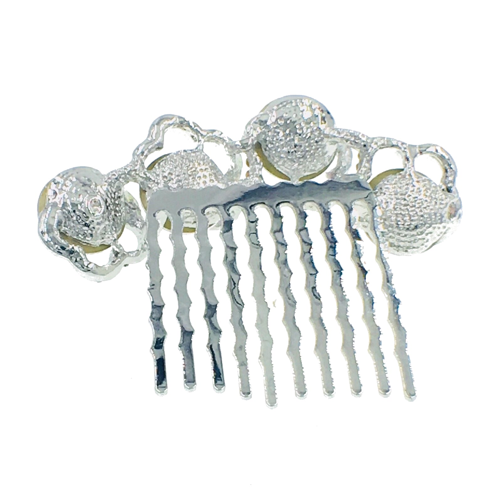 Quartet Floral Hair Comb Swarovski Crystal silver base AB Clear, Hair Comb - MOGHANT