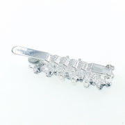 Bar Flower Magnetic Hair Clip use Rhinestone Crystal silver base Clear AB, Magnetic Clip - MOGHANT