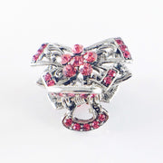 Abstract Butterfly Flower Hair Claw Jaw Clip use Rhinestone Crystal Silver base Pink, Hair Claw - MOGHANT
