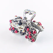 Roses Bow Knot Hair Claw Jaw Clip use Rhinestone Crystal Silver base Pink, Hair Claw - MOGHANT