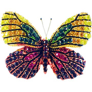 Fairy Butterfly Brooch Swarovski Crystal gold base multi colors Yellow Orange Green Fuchsia Purple, Brooch - MOGHANT