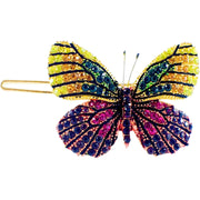 Fairy Butterfly Hair Clip Swarovski Crystal gold base multi colors Yellow Orange Green Fuchsia Purple, Hair Clip - MOGHANT