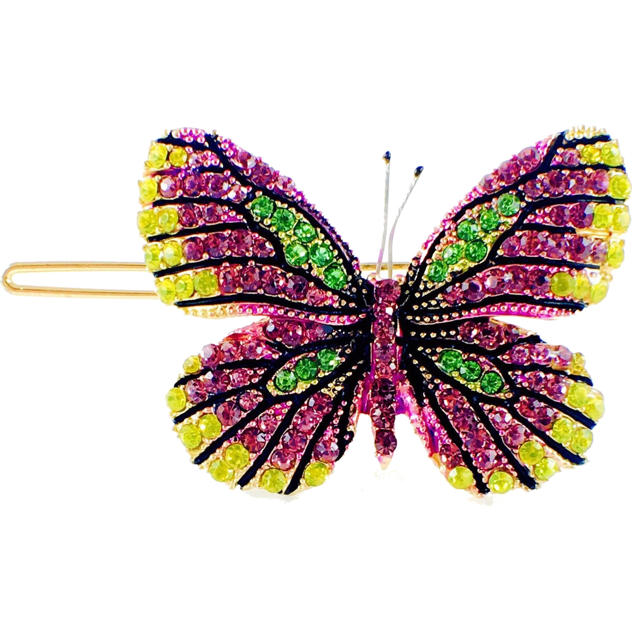 Fairy Butterfly Hair Clip Swarovski Crystal gold base multi colors Fuchsia Violet Purple, Hair Clip - MOGHANT