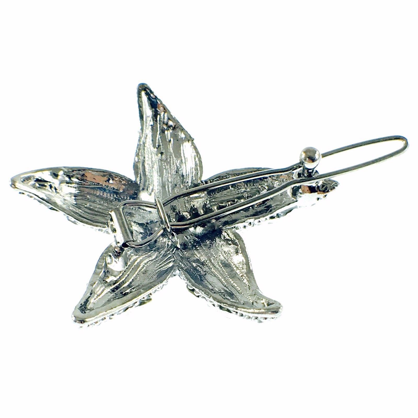 Starfish Hair Clip Sea Star use Swarovski Crystal metallic black base Clear, Hair Clip - MOGHANT