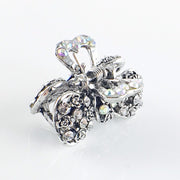 Roses Bow Knot Hair Claw Jaw Clip use Rhinestone Crystal Silver base Clear, Hair Claw - MOGHANT
