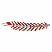 Fern Leaf Hair Clip Rhinestone Crystal silver base Red, Hair Clip - MOGHANT