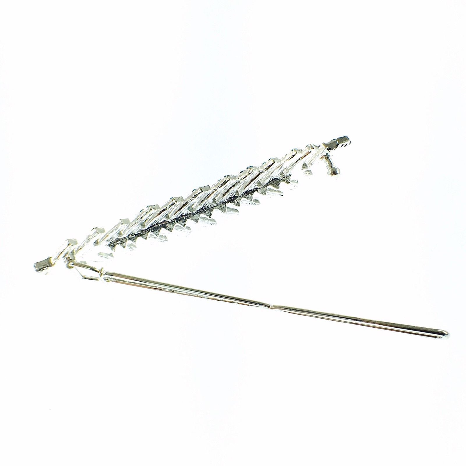 Fern Leaf Hair Clip Rhinestone Crystal silver base Purple, Hair Clip - MOGHANT