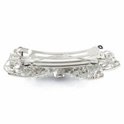 Bow Knot Barrette Rhinestone Crystal silver base white pearls Clear Brown, Barrette - MOGHANT