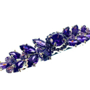 Flower Barrette Handmade use Swarovski Crystal gold base Purple, Barrette - MOGHANT