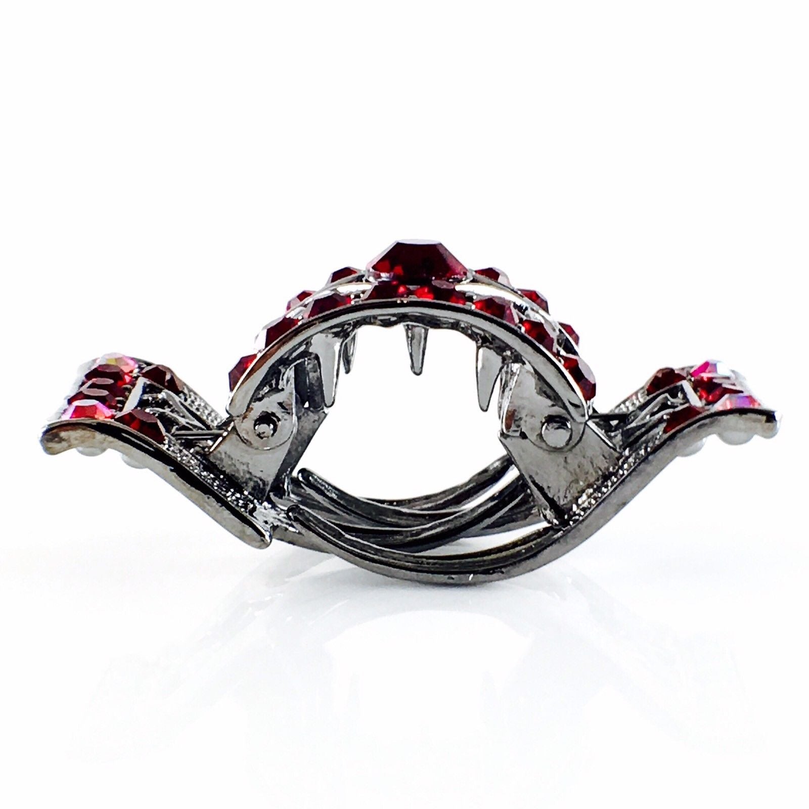 Castle Square Hair Claw Jaw Clip vintage use Rhinestone Crystal silver base Red, Hair Claw - MOGHANT