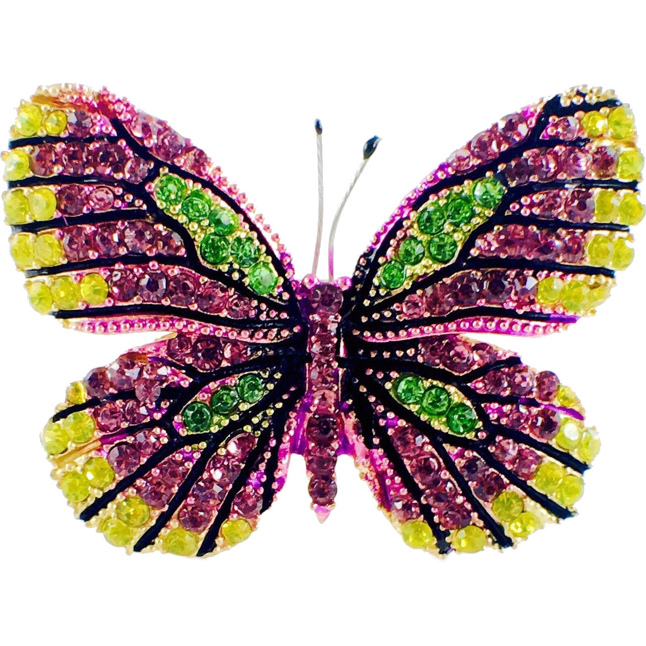 Fairy Butterfly Brooch Swarovski Crystal gold base multi colors Blue Fuchsia Violet Purple, Brooch - MOGHANT