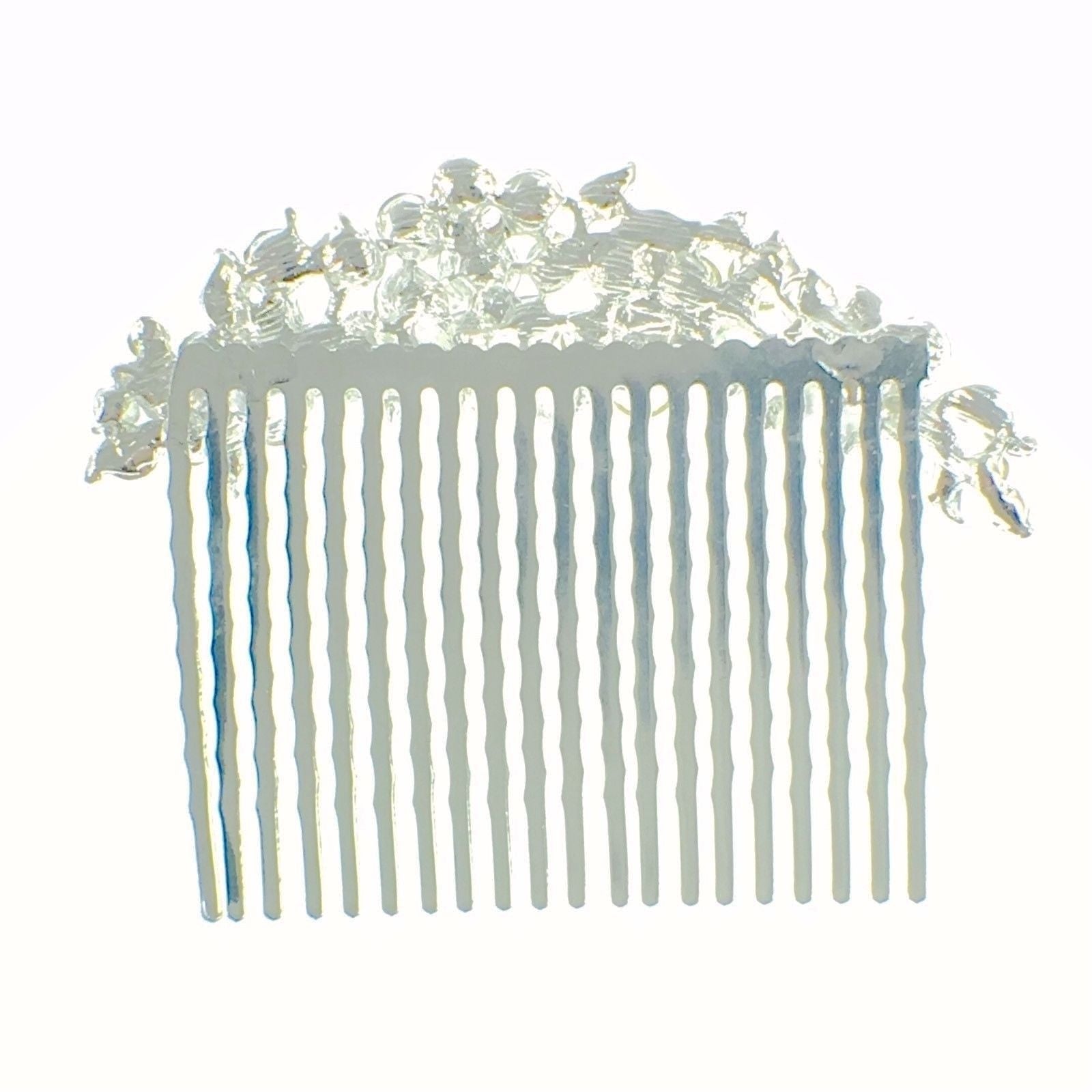 Fresh Floral Hair Comb Austrian Crystal Vintage Simple Flower silver base Magenta Fuchsia, Hair Comb - MOGHANT