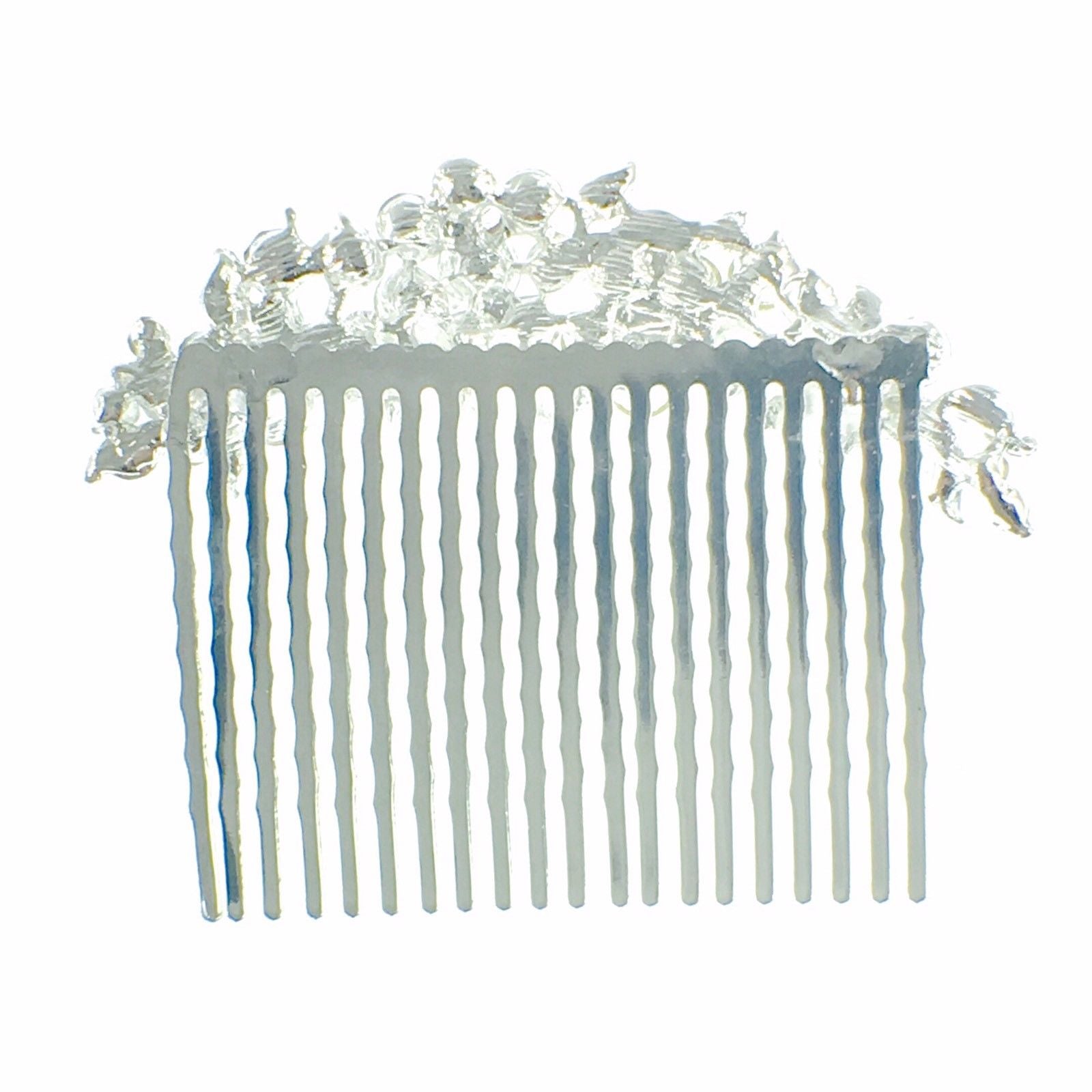 Fresh Floral Hair Comb Austrian Crystal Vintage Simple Flower silver base Yellow, Hair Comb - MOGHANT