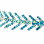 Fern Leaf Hair Clip Rhinestone Crystal silver base Blue Zircon, Hair Clip - MOGHANT