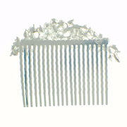 Fresh Floral Hair Comb Austrian Crystal Vintage Simple Flower silver base Sky Cerulean Red, Hair Comb - MOGHANT