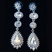 Earring use Swarovski Crystal Dangle Drop Wedding Bridal Rhodium Clear Silver, Dangle/Drop Earring - MOGHANT