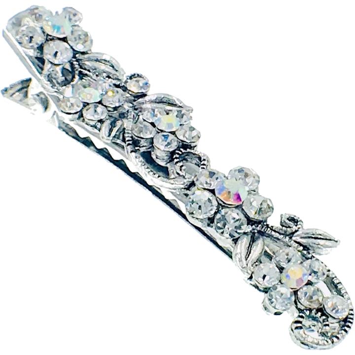 Beak Flower Hair Clip Rhinestone Crystal Clamp Alligator Pelican silver base, Hair Clip - MOGHANT