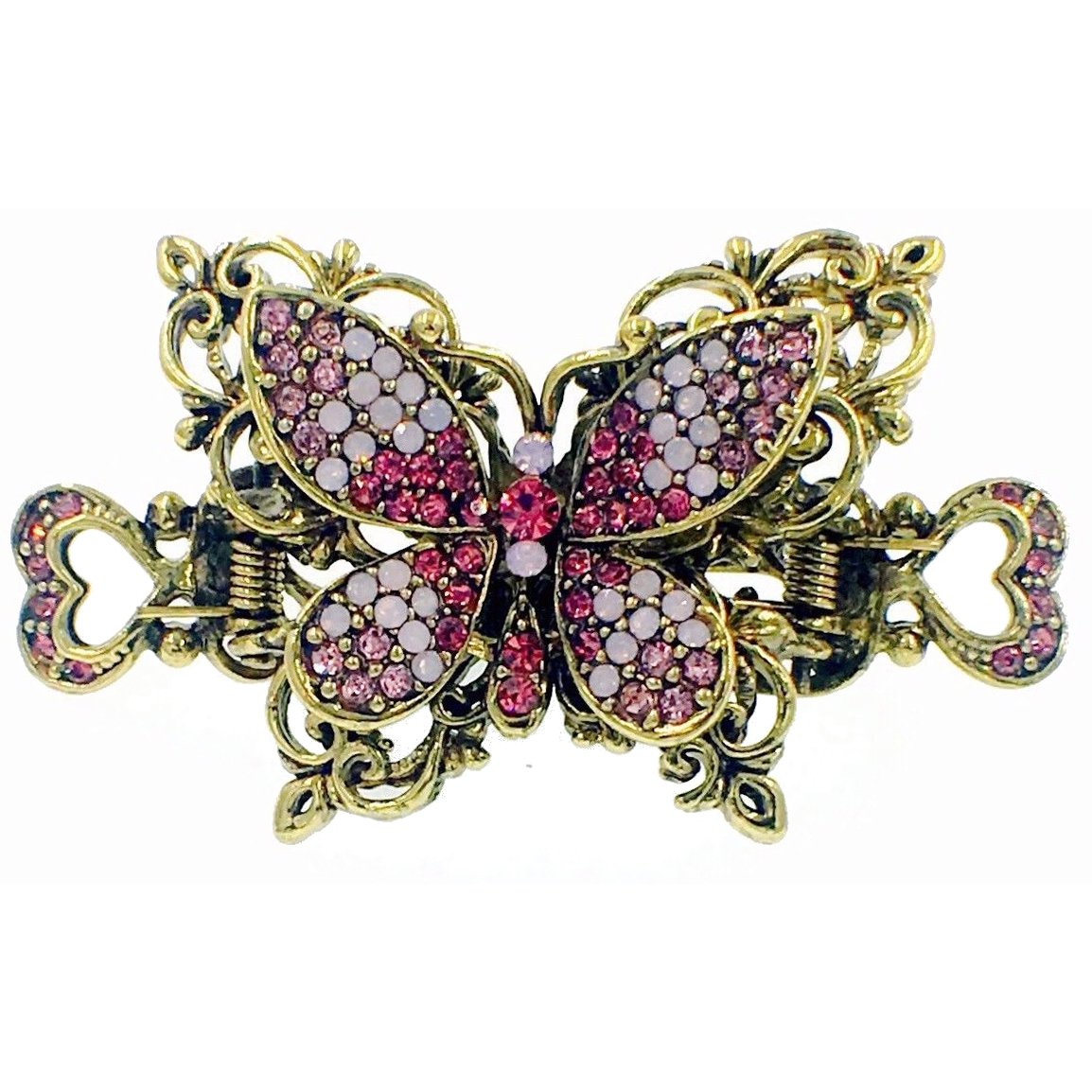 Bird Wing Butterfly Hair Claw Jaw Clip use Austrian Crystal Vintage gold base Black Blue Brown Gray AB Pink, Hair Claw - MOGHANT