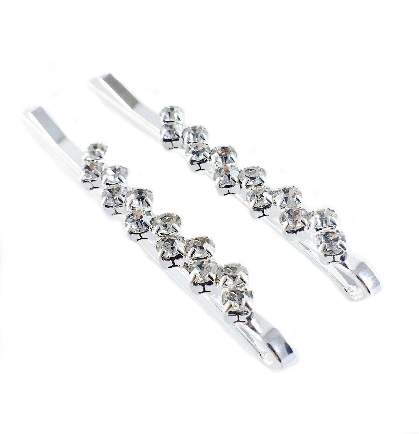 Simple Style Bobby Pin Pair Rhinestone Crystal Silver Gold (2 colors), Bobby Pin - MOGHANT