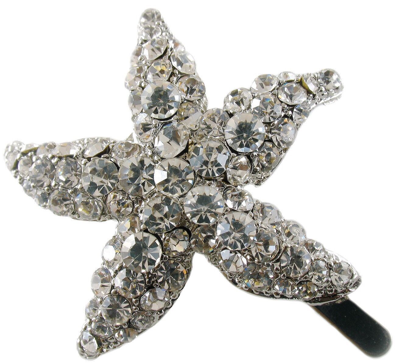 Starfish Magnetic Hair Clip Sea Star use Swarovski Crystal Silver base, Magnetic Clip - MOGHANT