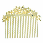 Fresh Floral Hair Comb Austrian Crystal Vintage Simple Flower gold base Clear, Hair Comb - MOGHANT