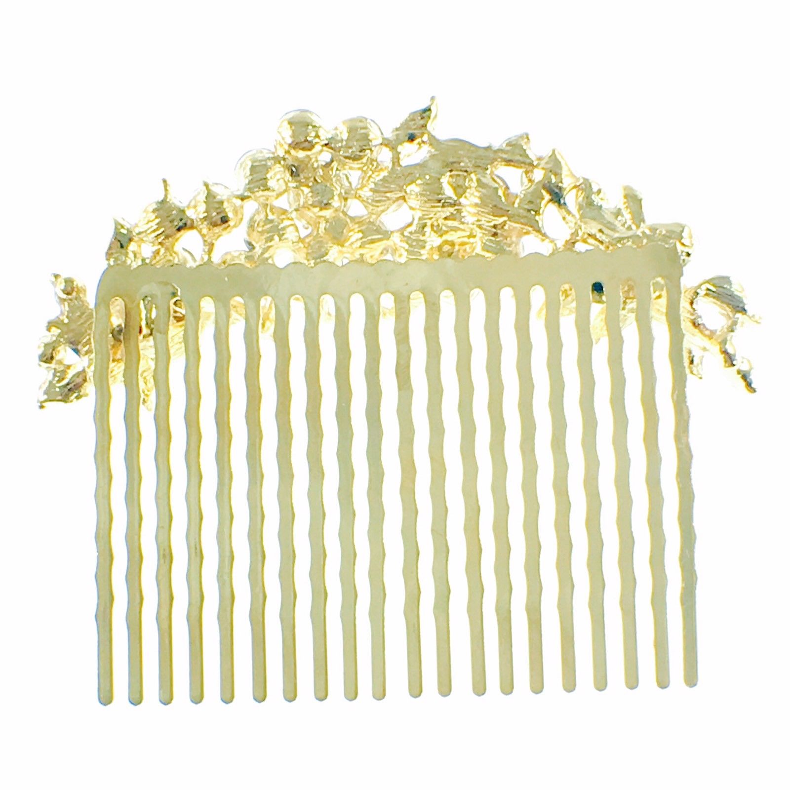 Fresh Floral Hair Comb Austrian Crystal Vintage Simple Flower gold base Yellow, Hair Comb - MOGHANT
