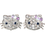 Kitty cat style Small Hair Clip Pair Rhinestone Crystal silver base Clear Purple, Hair Clip - MOGHANT