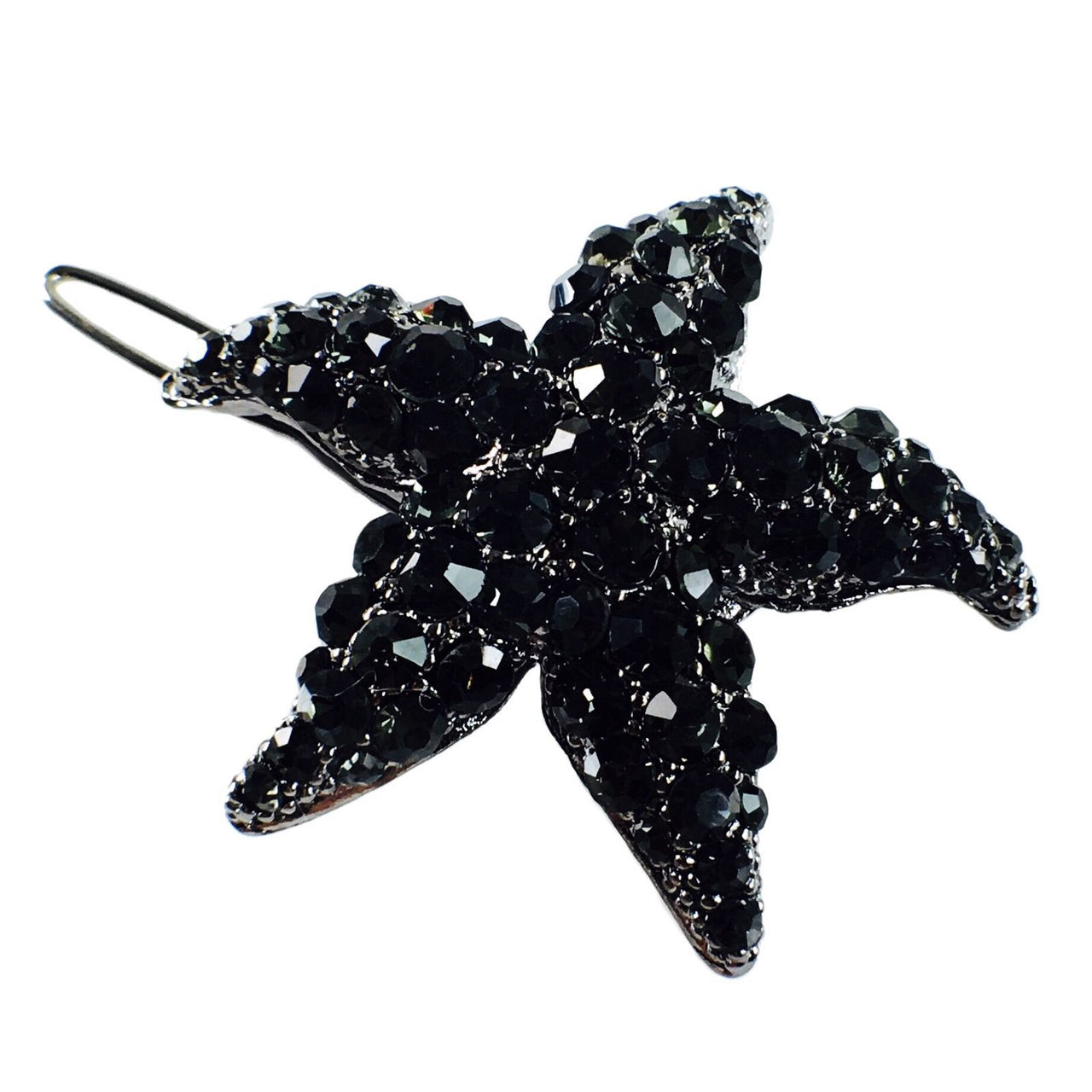 Starfish Hair Clip Sea Star use Swarovski Crystal metallic black base Black, Hair Clip - MOGHANT