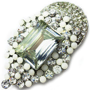 Brooch Pin use Swarovski Crystal Wedding Bridal Sqare Shield Silver base White, Brooch - MOGHANT